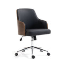 Kyoto Meeting Chair - Oak Veneer Shell With Black PU Seat & Chrome Base - NWOF