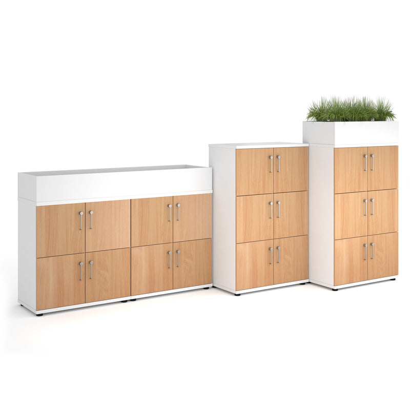 Wooden Storage Locker - White With Grey Oak Doors