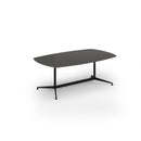 Dams Loft Barrel Boardroom Table in Onyx Grey with a sleek, modern design and wooden barrel-style base in a professional office setting