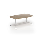Dams Loft Barrel Boardroom Table in Kendal Oak with a polished wooden surface and sturdy barrel-style legs.
