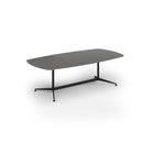 Dams Loft Barrel Boardroom Table in Onyx Grey with a smooth, rounded surface and sturdy wooden base for professional office settings.