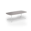 Dams Loft Barrel Boardroom Table in Grey Oak finish, showcasing a modern circular conference table with a smooth surface.