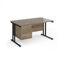 Maestro 25 Straight Desk 800mm Deep With Fixed 2 Drawer Pedestal & Cantilever Leg - Nebraska Oak - NWOF