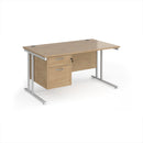 Maestro 25 Straight Desk 800mm Deep With Fixed 2 Drawer Pedestal & Cantilever Leg - Kendal Oak - NWOF
