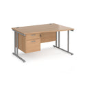 Maestro 25 Wave Desk With Cantilever Leg & Fixed 2 Drawer Pedestal - Beech - NWOF