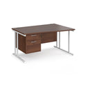Maestro 25 Wave Desk With Cantilever Leg & Fixed 2 Drawer Pedestal - Walnut - NWOF