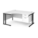 Maestro 25 Ergonomic Desk With Cantilever Leg & Fixed 2 Drawer Pedestal - White - NWOF