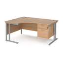 Maestro 25 Ergonomic Desk With Cantilever Leg & Fixed 2 Drawer Pedestal - Beech - NWOF