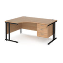 Maestro 25 Ergonomic Desk With Cantilever Leg & Fixed 3 Drawer Pedestal - Beech - NWOF