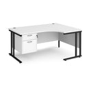 Maestro 25 Ergonomic Desk With Cantilever Leg & Fixed 2 Drawer Pedestal - White - NWOF