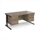 Dams Maestro 25 straight desk with two fixed 2-drawer pedestals and cantilever legs, 800mm deep, in a modern office setting.
