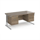 Dams Maestro 25 straight desk with cantilever legs, 800mm deep, featuring two fixed 2-drawer pedestals in a modern office setting.