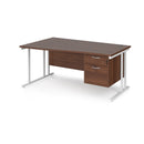 Maestro 25 Wave Desk With Cantilever Leg & Fixed 2 Drawer Pedestal - Walnut - NWOF