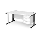 Maestro 25 Wave Desk With Cantilever Leg & Fixed 3 Drawer Pedestal - White - NWOF