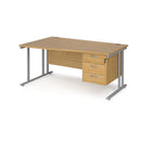 Maestro 25 Wave Desk With Cantilever Leg & Fixed 3 Drawer Pedestal - Oak - NWOF