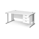 Maestro 25 Wave Desk With Cantilever Leg & Fixed 3 Drawer Pedestal - White - NWOF