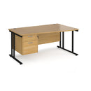 Maestro 25 Wave Desk With Cantilever Leg & Fixed 2 Drawer Pedestal - Oak - NWOF
