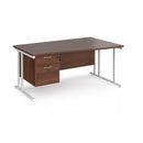Maestro 25 Wave Desk With Cantilever Leg & Fixed 2 Drawer Pedestal - Walnut - NWOF