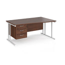 Maestro 25 Wave Desk With Cantilever Leg & Fixed 3 Drawer Pedestal - Walnut - NWOF