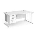 Maestro 25 Wave Desk With Cantilever Leg & Fixed 3 Drawer Pedestal - White - NWOF