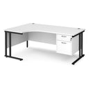 Maestro 25 Ergonomic Desk With Cantilever Leg & Fixed 2 Drawer Pedestal - White - NWOF