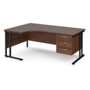 Maestro 25 Ergonomic Desk With Cantilever Leg & Fixed 3 Drawer Pedestal - Walnut - NWOF