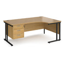 Maestro 25 Ergonomic Desk With Cantilever Leg & Fixed 3 Drawer Pedestal - Oak - NWOF