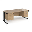 Dams Maestro 25 straight desk with cantilever legs, 800mm deep, featuring two fixed 2-drawer pedestals.