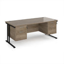 Dams Maestro 25 straight desk with cantilever legs, 800mm deep, featuring two fixed 2-drawer pedestals, shown from side view.