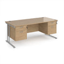 Dams Maestro 25 straight desk with two fixed 2-drawer pedestals and cantilever legs, 800mm deep, in a modern office setting.