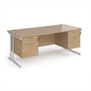 Maestro 25 Straight Desk 800mm Deep With Fixed 2 & 3 Drawer Pedestals - Cantilever Leg - NWOF