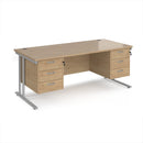 Maestro 25 Straight Desk 800mm Deep With Two Fixed 3 Drawer Pedestals - Cantilever Leg - NWOF