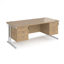 Maestro 25 Straight Desk 800mm Deep With Two Fixed 3 Drawer Pedestals - Cantilever Leg - NWOF
