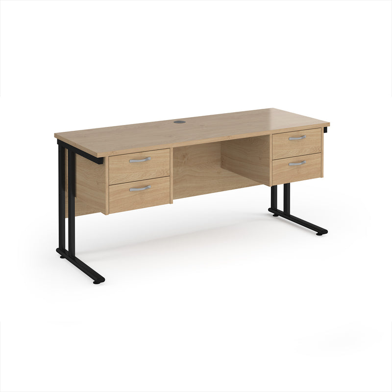 Maestro 25 Straight Desk 1600x600mm With Two Fixed 2 Drawer Pedestals & Cantilever Leg