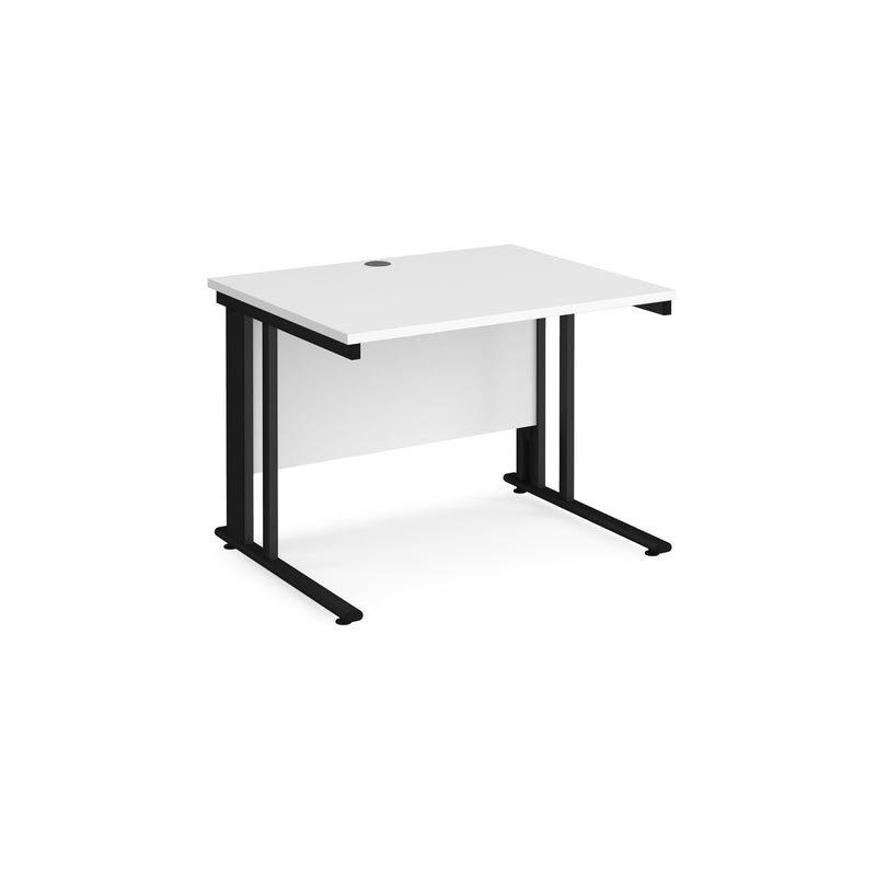 Maestro 25 800mm Deep Straight Desk With Cable Managed Leg - White - NWOF