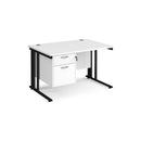 Maestro 25 800mm Deep Straight Desk With 2 Drawer Pedestal & Cable Managed Leg - White - NWOF