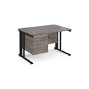 Maestro 25 800mm Deep Straight Desk With 3 Drawer Pedestal & Cable Managed Leg - Grey Oak - NWOF