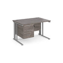 Maestro 25 800mm Deep Straight Desk With 3 Drawer Pedestal & Cable Managed Leg - Grey Oak - NWOF