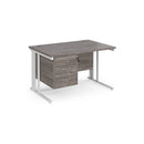 Maestro 25 800mm Deep Straight Desk With 3 Drawer Pedestal & Cable Managed Leg - Grey Oak - NWOF