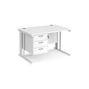 Maestro 25 800mm Deep Straight Desk With 3 Drawer Pedestal & Cable Managed Leg - White - NWOF