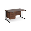 Maestro 25 800mm Deep Straight Desk With 2 Drawer Pedestal & Cable Managed Leg - Walnut - NWOF