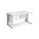 Maestro 25 800mm Deep Straight Desk With 2 Drawer Pedestal & Cable Managed Leg - White - NWOF