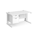Maestro 25 800mm Deep Straight Desk With 2 Drawer Pedestal & Cable Managed Leg - White - NWOF