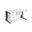 Maestro 25 800mm Deep Straight Desk With 3 Drawer Pedestal & Cable Managed Leg - White - NWOF