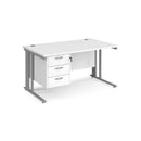 Maestro 25 800mm Deep Straight Desk With 3 Drawer Pedestal & Cable Managed Leg - White - NWOF