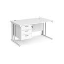 Maestro 25 800mm Deep Straight Desk With 3 Drawer Pedestal & Cable Managed Leg - White - NWOF