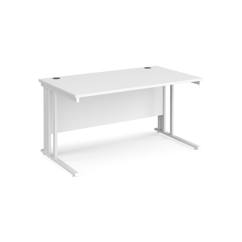 Maestro 25 800mm Deep Straight Desk With Cable Managed Leg - White - NWOF