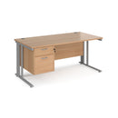 Maestro 25 800mm Deep Straight Desk With 2 Drawer Pedestal & Cable Managed Leg - Beech - NWOF