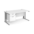 Maestro 25 800mm Deep Straight Desk With 2 Drawer Pedestal & Cable Managed Leg - White - NWOF