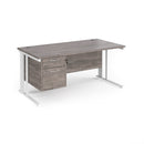 Maestro 25 800mm Deep Straight Desk With 2 Drawer Pedestal & Cable Managed Leg - Grey Oak - NWOF